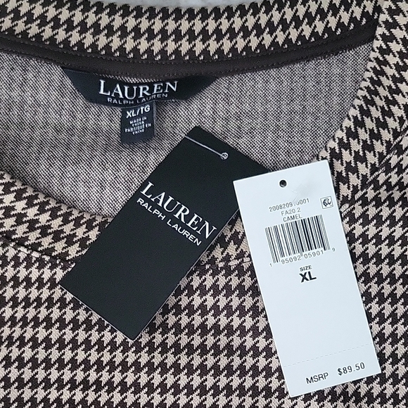 Lauren Ralph Lauren Tops - Lauren Ralph Lauren Camel and Black Houndstooth Knit Top with Tags